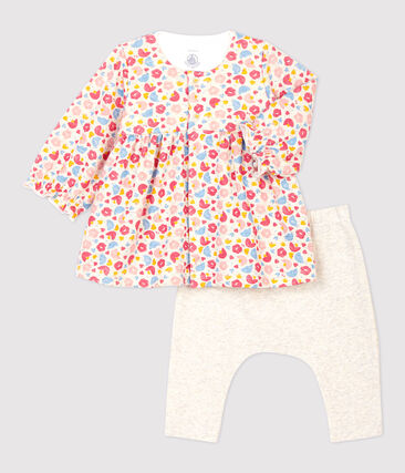 PETIT BATEAU - Robe legging à fleurs bébé fille en laine et coton biologique